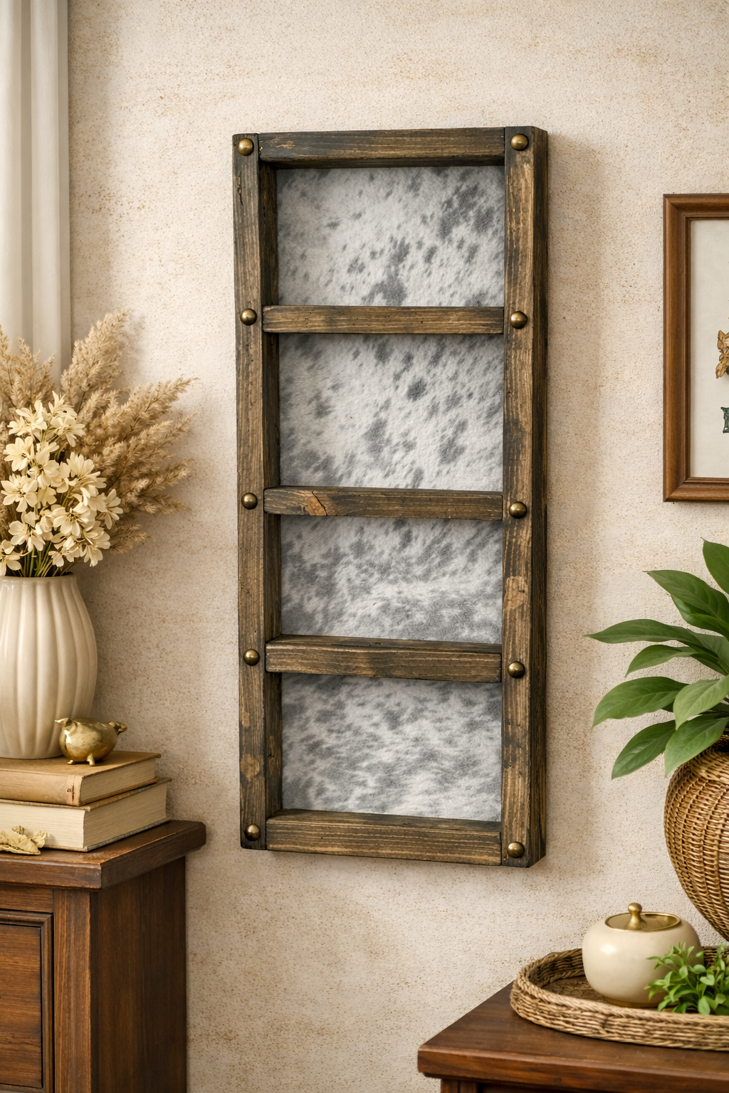 Western 4 Buckle Display Case | Cowboy Belt Buckle Holder, Cow Print