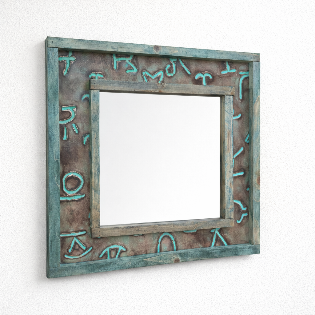 20"x20" Genuine Branded Leather Mirror