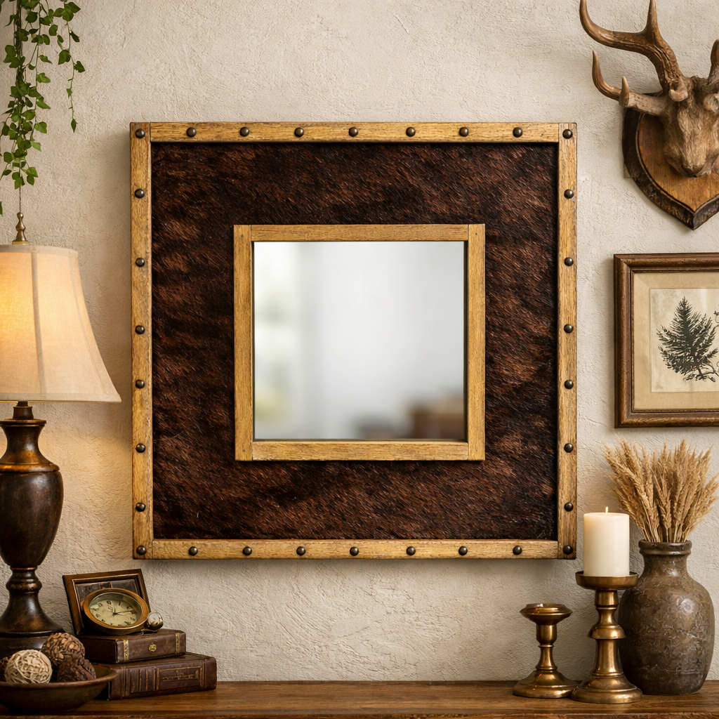 20"x20" Cow Print Mirror