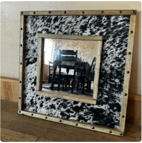 20"x20" Cow Print Mirror
