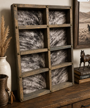 Western 8 Buckle Display Case | Cowboy Belt Buckle Holder, Cow Print