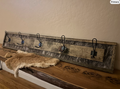 5 Hook Cow Print Rustic Wooden Coat Rack