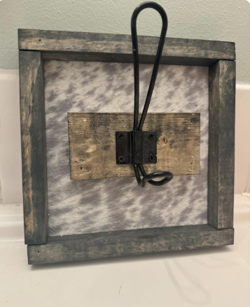 1 Hook Cow Print Rustic Wooden Coat Rack